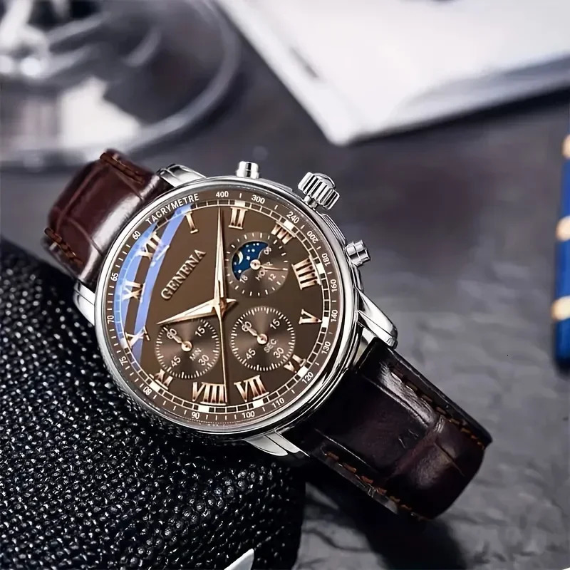 Men Business Watches Fashion Leather Strap Round Dial Males Analog Quartz Wristwatch Reloj HombreWithout Box 251023