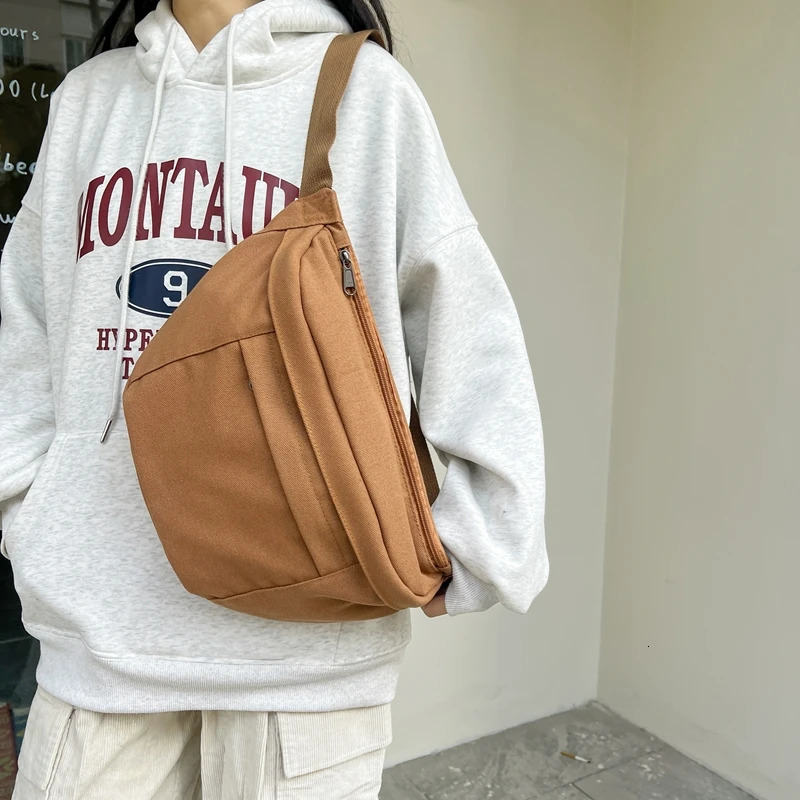Street style Waist Bag Woman Canvas Fanny pack Phone Pack Large capacity Crossbody Chest Bags Unisex Hip hop Belt Bag Waist pack 251023