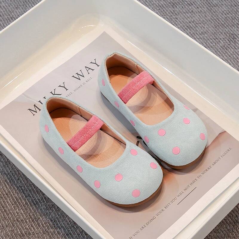 Flats Soft Sole Polka Dot Veet Mary Jane for Girls Kids Elastic Band Loafers Child Chic Spring Summer Casual Shoes ddmyshoesvip