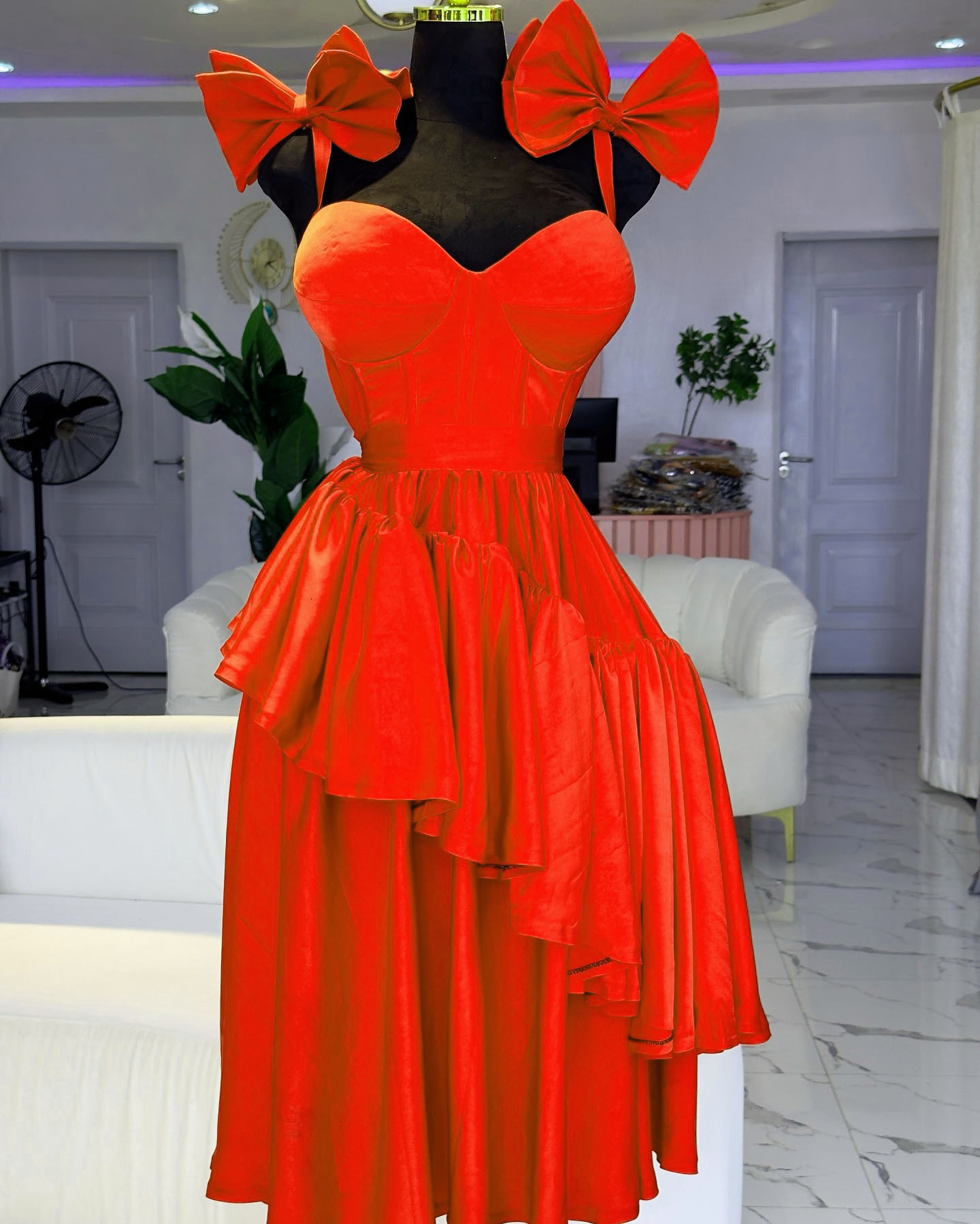 Designer's fashionable new waist tied bow sexy dress African women's clothing
