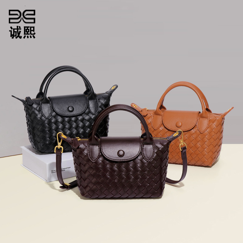 Hand-woven Dumpling Bag Retro Fashion design Bag Pu Leather Shoulder Crossbody Bag for Women