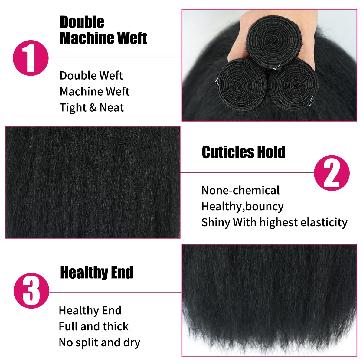 Kinky Straight Bundles Human Hair 8-32 Inch 95-100g Remy Virgin Hair Weave 1 Bundle Natural Black Hair
