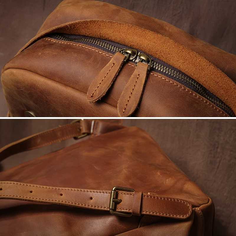 GURO Vintage Genuine Leather Backpack Mens Weekend Luxury Travel Backpacks Top Crazy Horse Cowhide Schoolbag For 16 Inch Laptop W251025