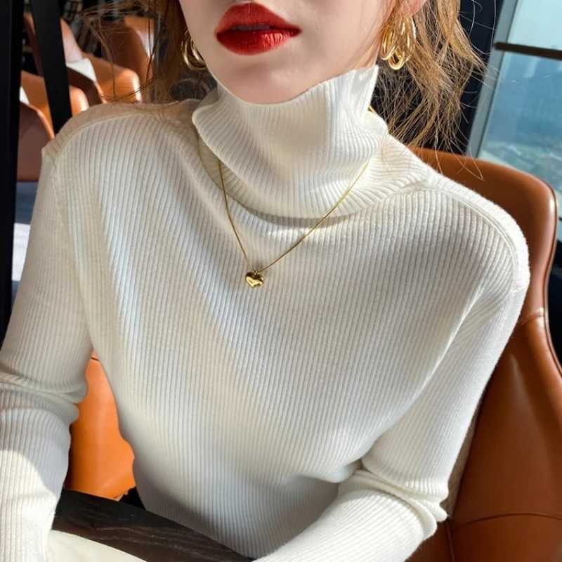 2025 Autumn Winter Sweater Women Knitted Ribbed Pullover Long Sleeve Turtleneck Slim Jumper Soft Warm Pull Femme SweaterT251025