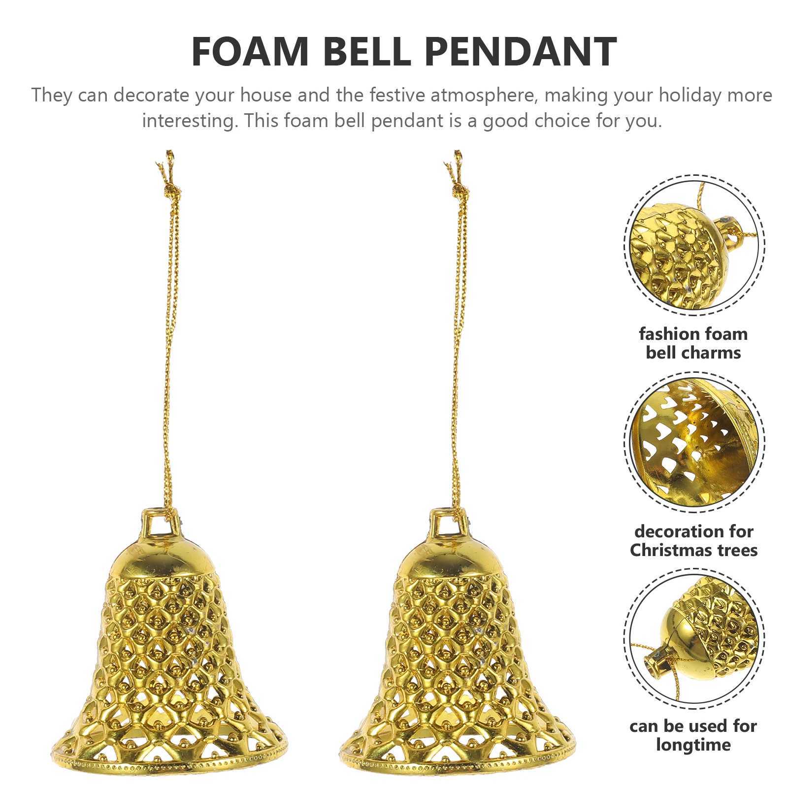 12pcs Christmas bells Festive Foam Bell Hanging Decorations Xmas Tree Polar Express Bells Xmas tree decoration pendants C251024