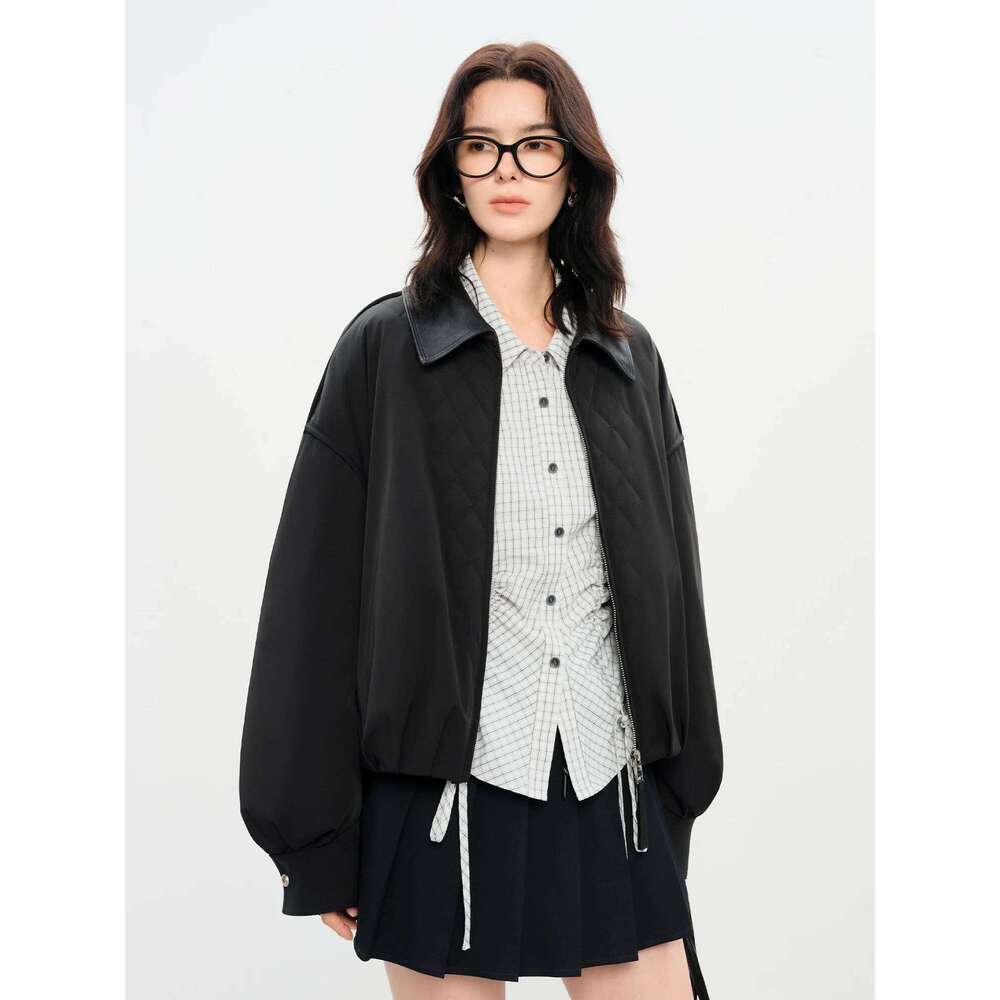 Barn Style Lightweight Padded Jacket Women's 2025 Winter Vintage Academic Plaid Panel Short Coat Retro College Outerwear Coats Designer Women