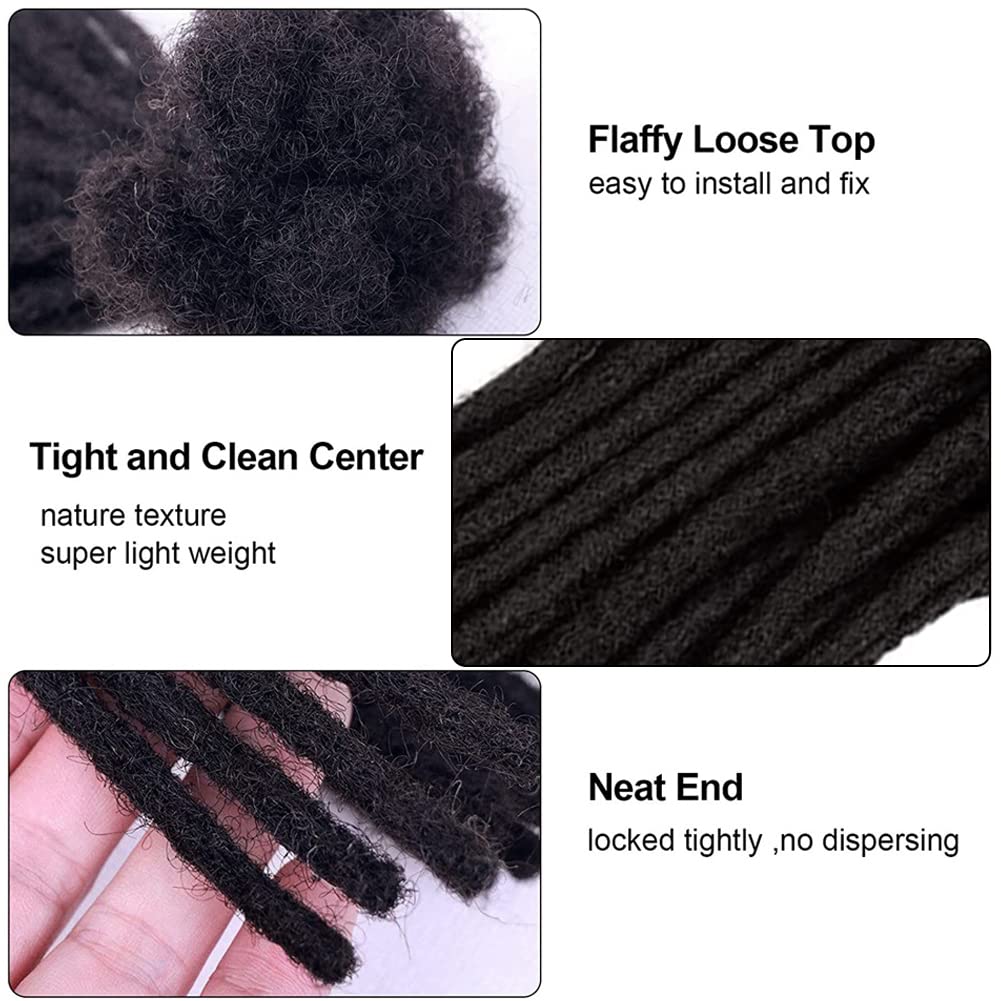 Handmade Locs Human Hair 10 Strands 02cm Real Human Hair Dreadlocks for Men Women Permanent Locs Can Be Dyed Bleached Curled Needled