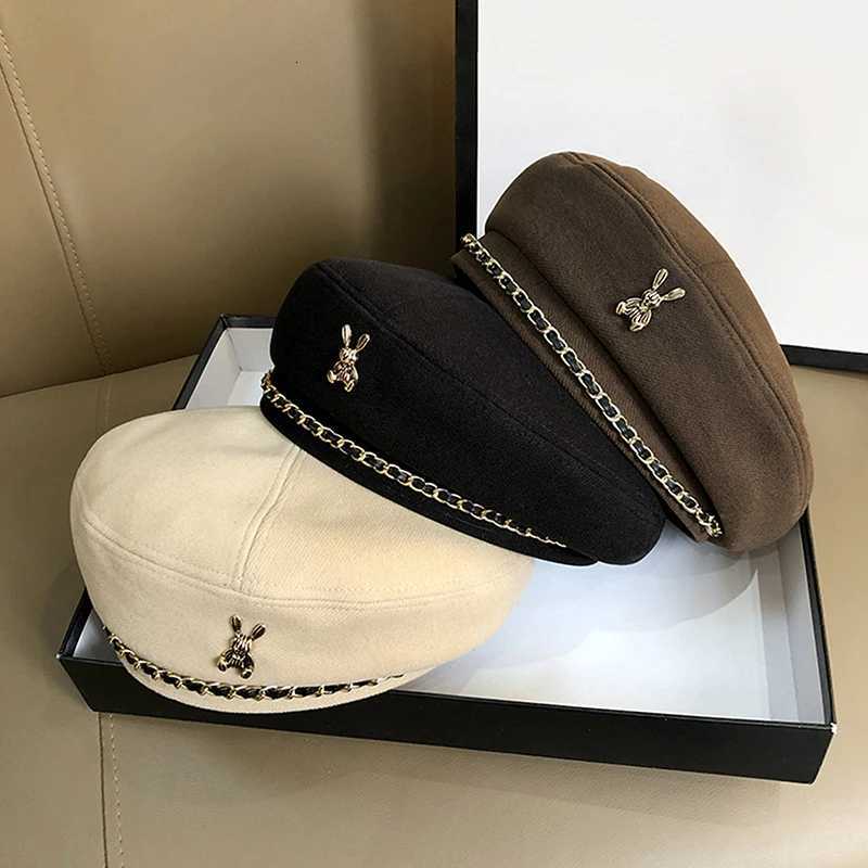 Wen Rabbit Berets Style For French Artist Warm Winter Beanie Hat Solid Color Elegant La All Mahed Painter Cs Y251025