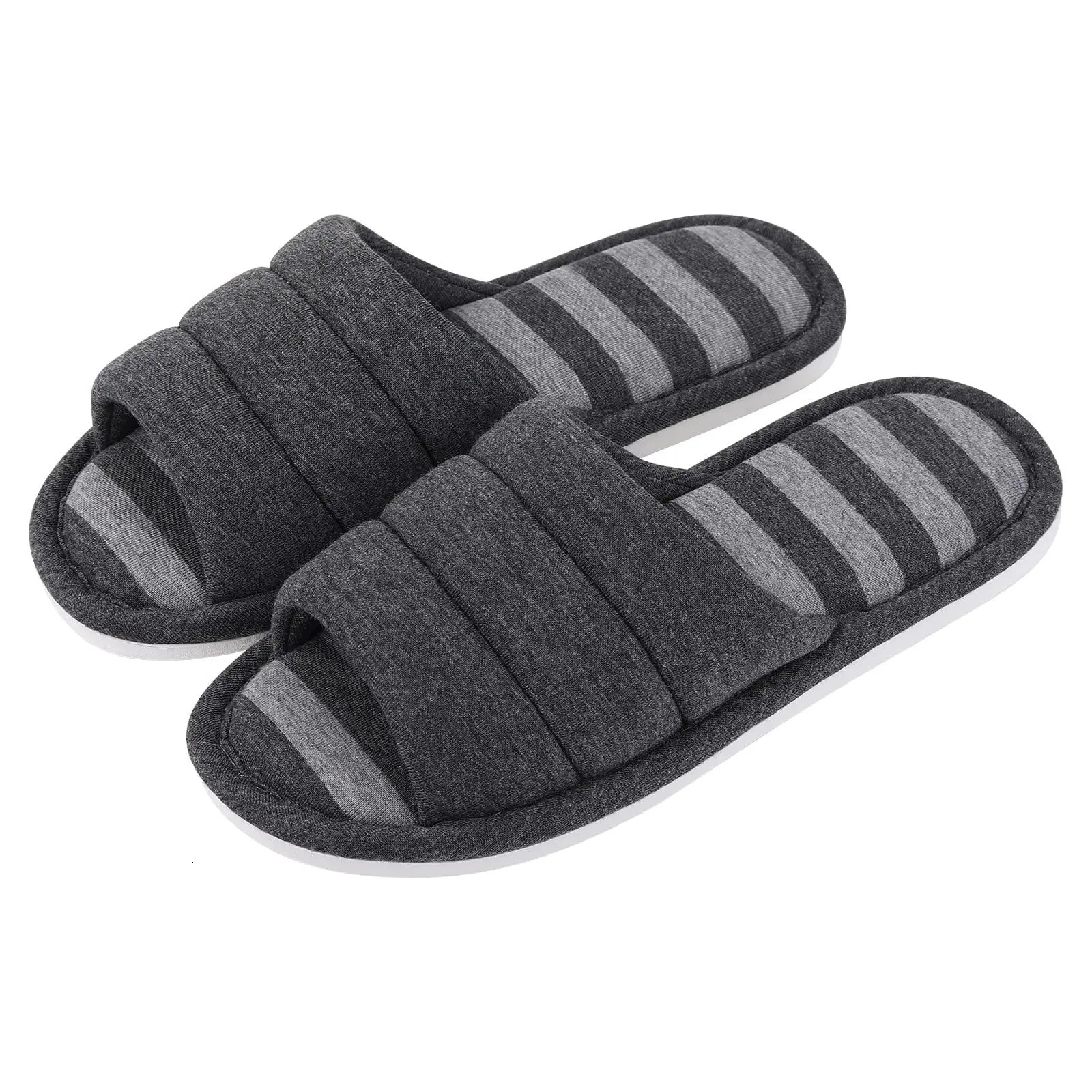Goosecret Indoor Soft Cotton Slippers For Women Men Open Toe House Slippers Bedroom Slides Breathable Memory Foam Flat Shoes 251023