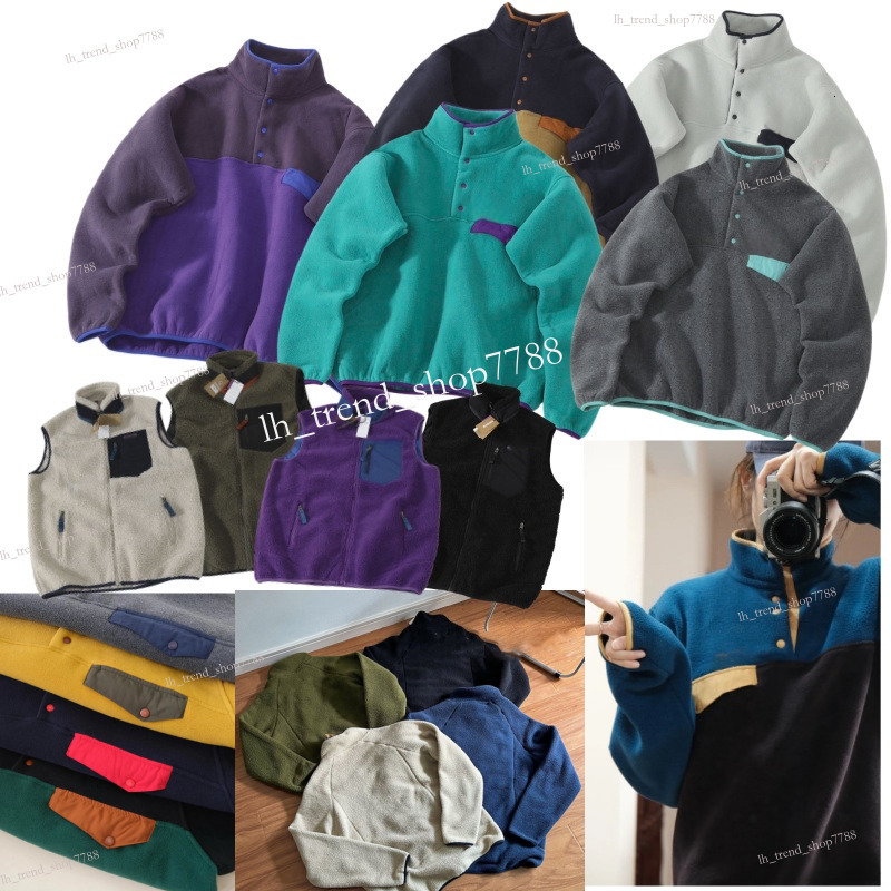 Designer Patagnias Mens tech fleece Jacket Thick Vest Thick Warm Down Classic Retro Antumn Winter Models Lamb Cashmere VEST Coat Women Casual Long Sleeve fleece a9