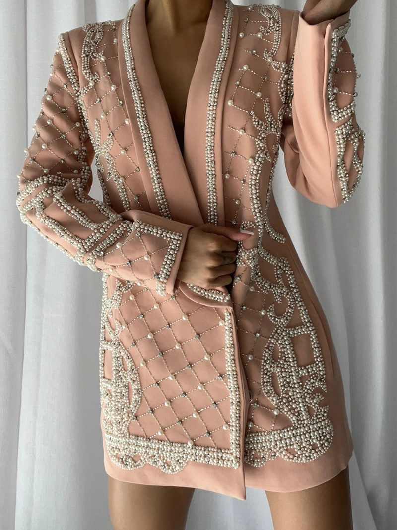 Fashion Design Women Suit 1 Piece Jacket Pearl Crystal Shawl Lapel Party Prom Formal Occasion Customized
