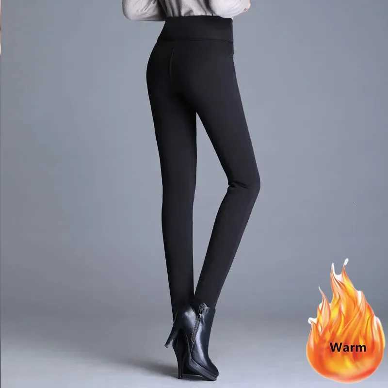 Oversized 6xl Winter Lambwool Warm Pencil Pants Women High Waist Fleece Lined Slim Pantalons Thicken Add Velvet Bottomed TrouserT251025