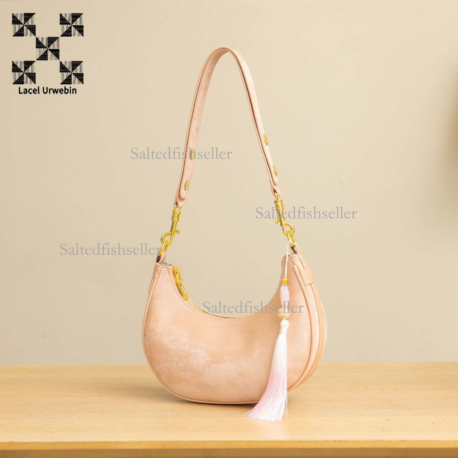 Lacel Urwebin Designer Fashion Women's Handbag New Style Elegant Underarm Crescent Bag Popular Velvet Single Shoulder Crossbody Bag Zipper Chines