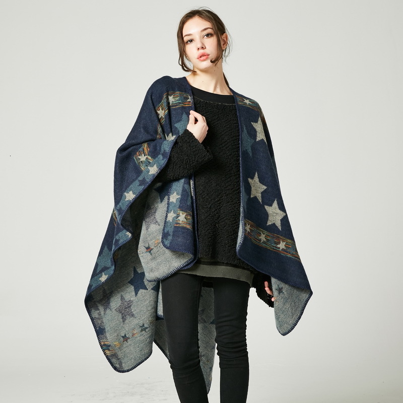 New Womens Star Color Stripe Imitation Cashmere Shawl Extra Long Thick Versatile Multiuse Shawl