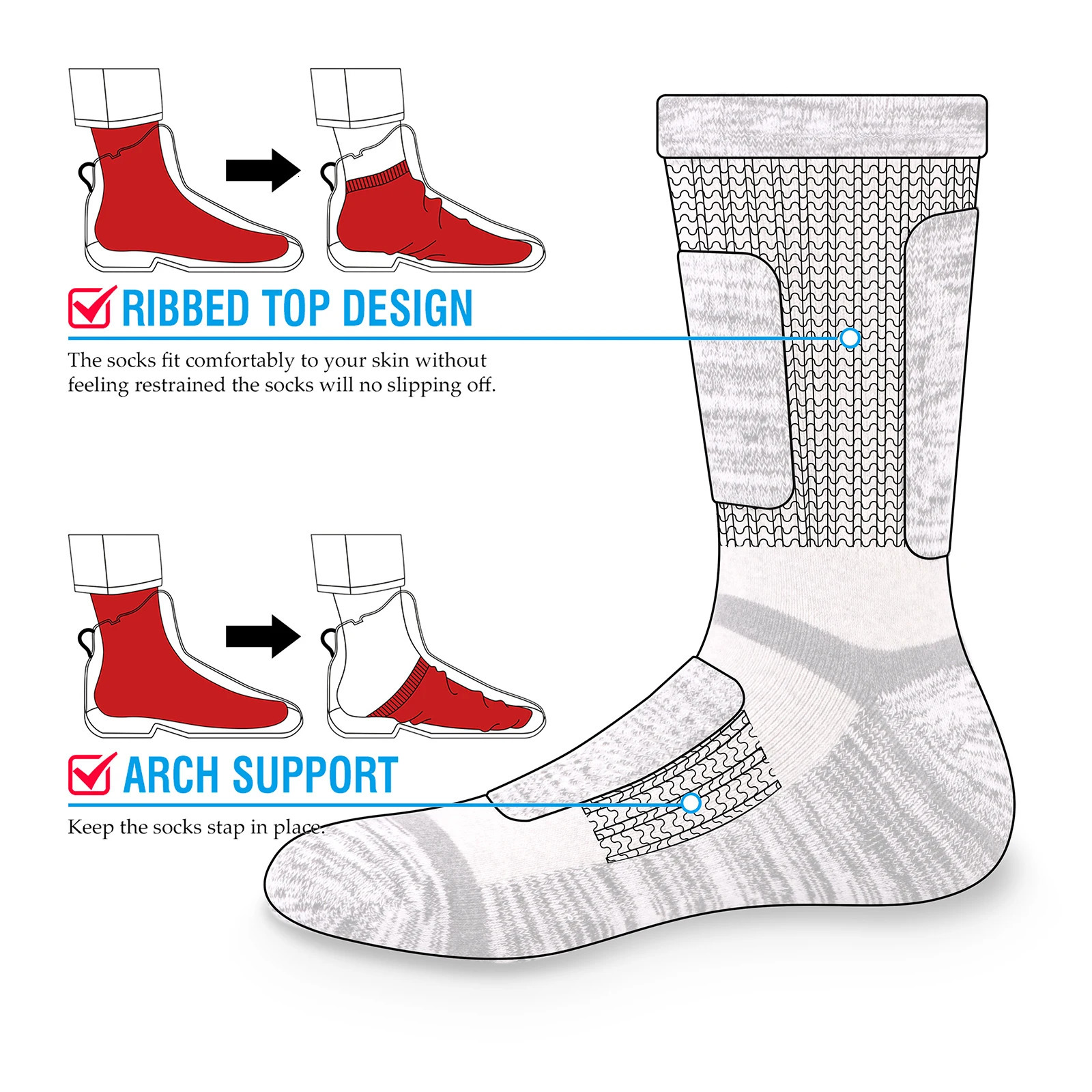 YUEDGE Mens Moisture Wick Breathable Cushion Crew Work Socks Thick Cotton Outdoor Sports Socks For Men Size 3746 EU 251023