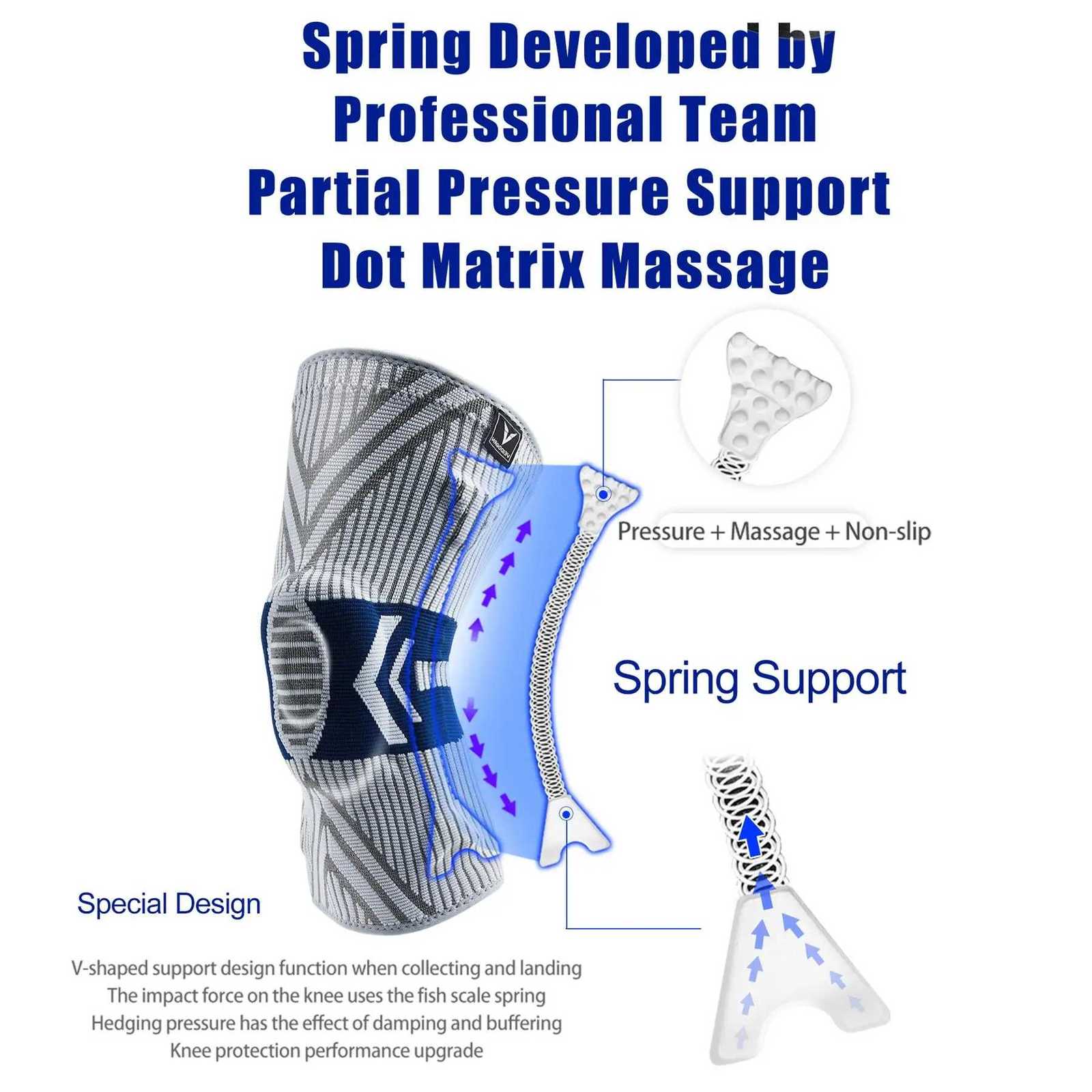 2025 Latest Knee Support for Men Pressurized Elastic Knee Brace with Silicone Spring Basketball Volleyball Knee Pads Y251024