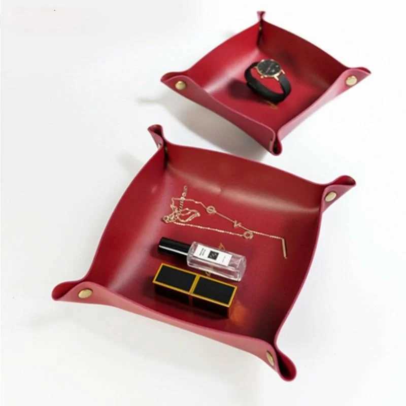 Nordic Style Leather Storage Tray Desktop Organizer For Key Jewelry Cosmetic Storage Box Folding Organizer He Decoration Y251025