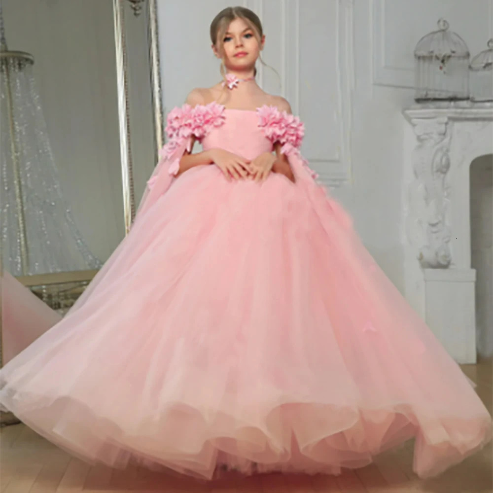 Flower Wedding Party Dress For Girls Kids Princess Tutu Dresses Girl Fashion Lace Birthday Clothes Summer Evening Prom Gown 251023