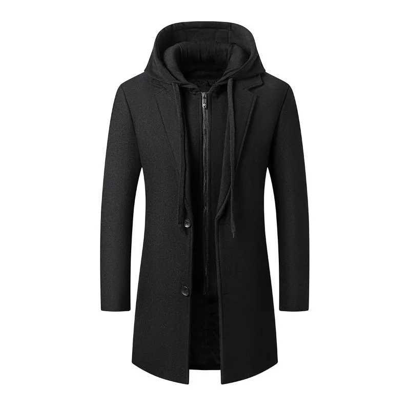 New Fashion Men Hooded Overcoats Casual Woolen Blends Cashmere Long Trench Coats Male Winter Coats Business Casual Jackets 4XLT251025