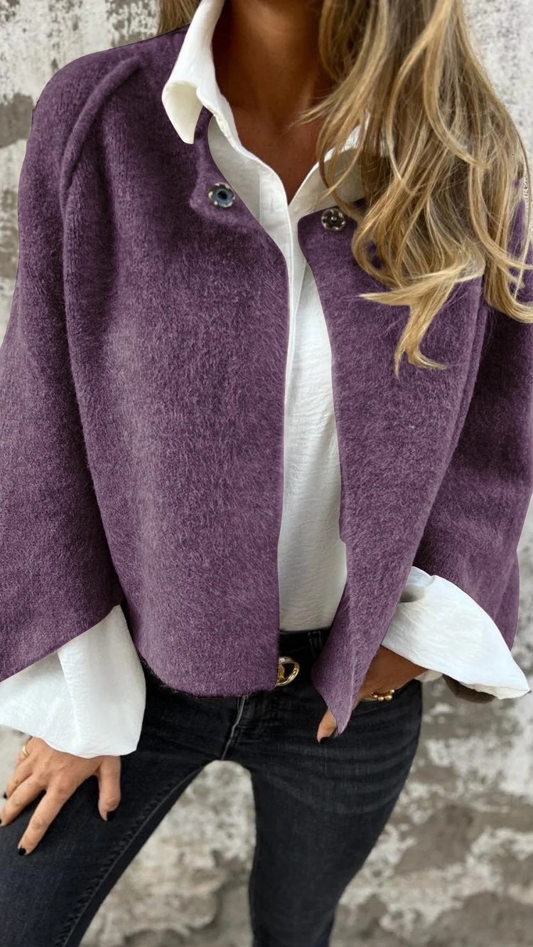 2025 Autumn Winter Loose Short Cashmere Long Sleeve Coat