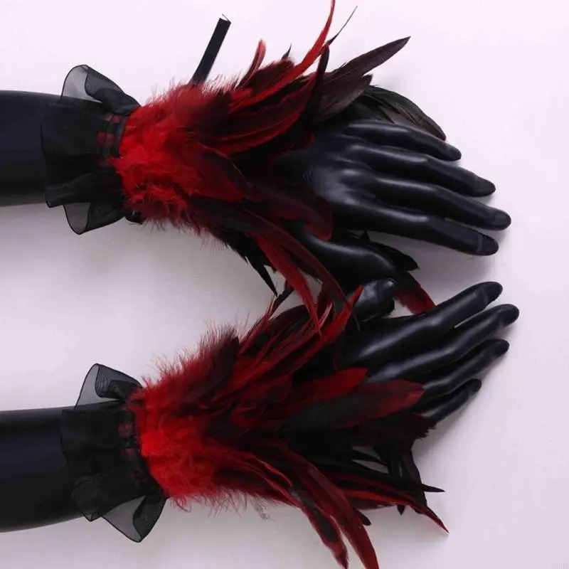 Ethnic Feathered Hand Cuffs Vintage Women Cosplay Costume Accessory Arm Sleeves 6XDA 251023