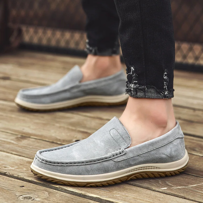 Mens Suede Casual Leather Shoes Fashionable Breathable Comfortable Driving Shoes Men Shoes 251023