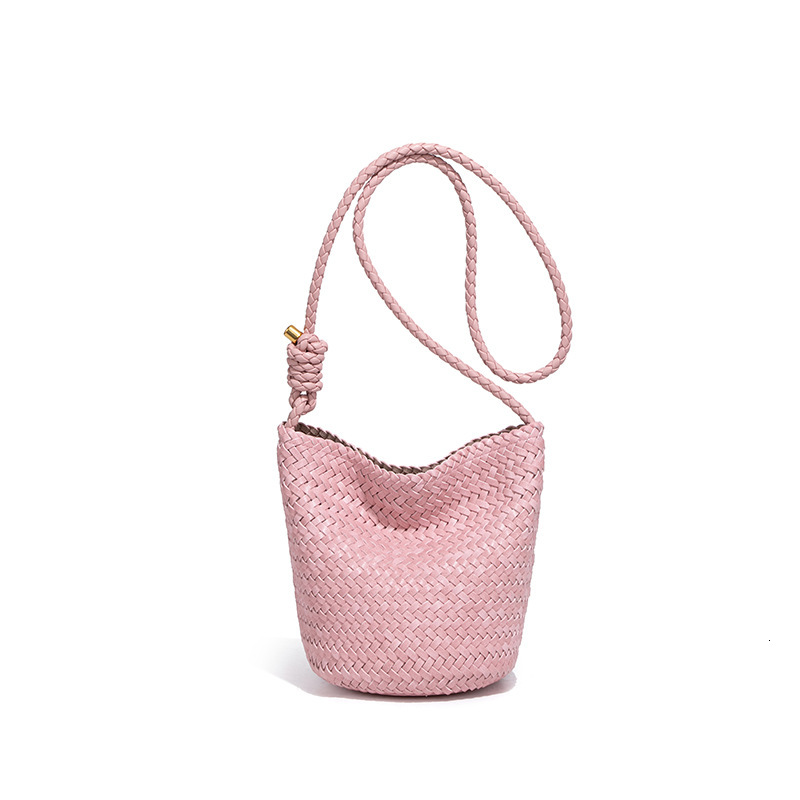 Korean Trend New for Women, Light Luxury High-End Handmade Woven Bucket Crossbody Bag