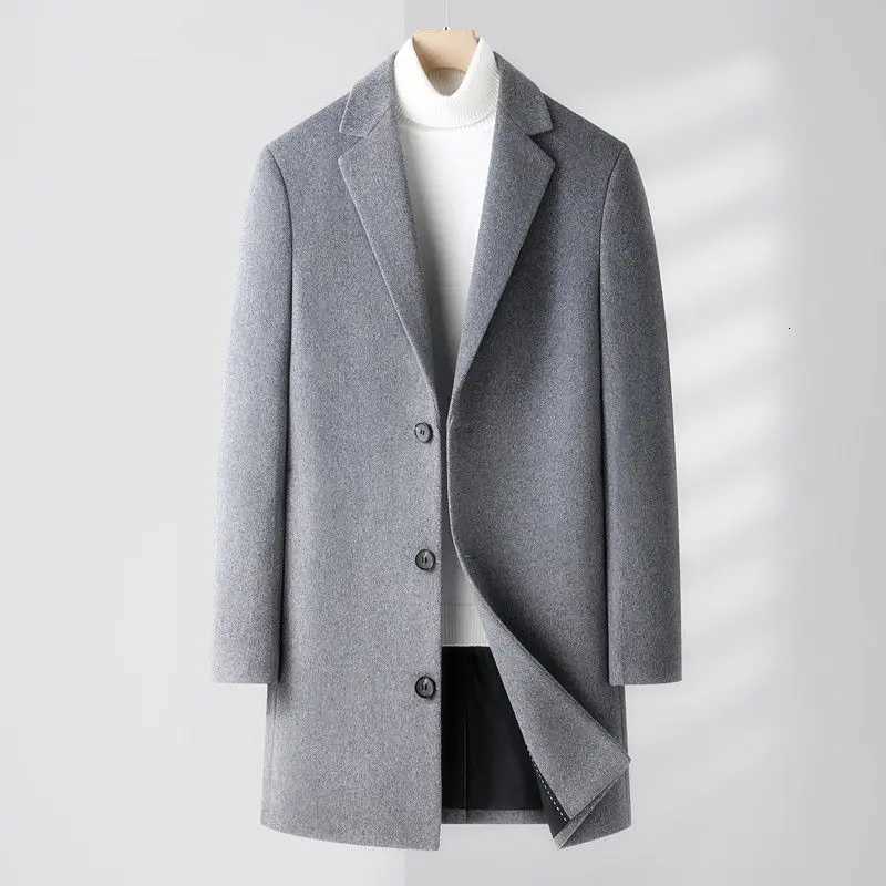 Large Size Men Clothing Wool Coats Coat Korean Autumn Winter Casual Solid Loose Male Clothes Long Sleeve Midi Overcoat BlendsT251025