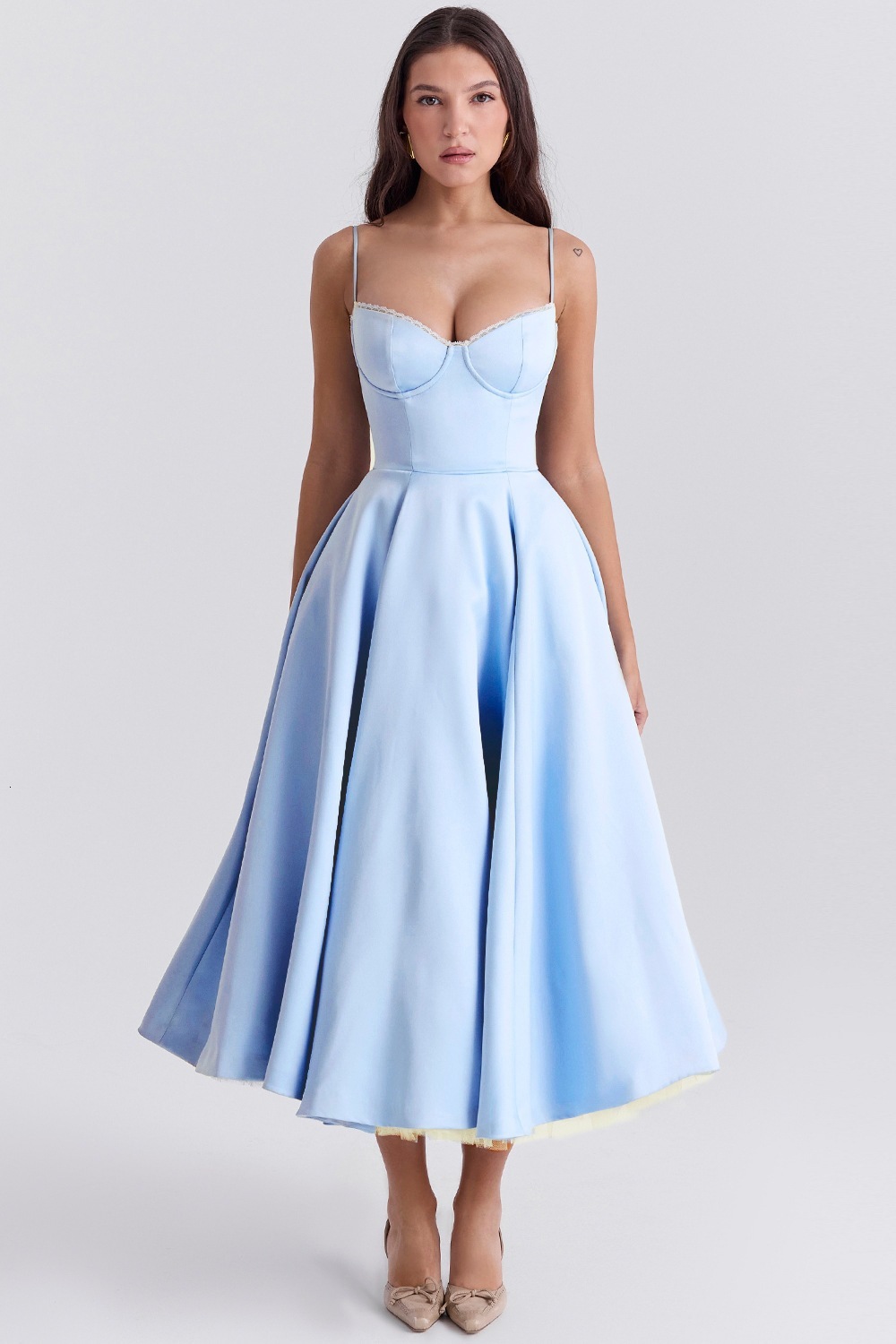 New women's designer lace up waist princess puff dress, new floral dress, summer women's high-end feeling