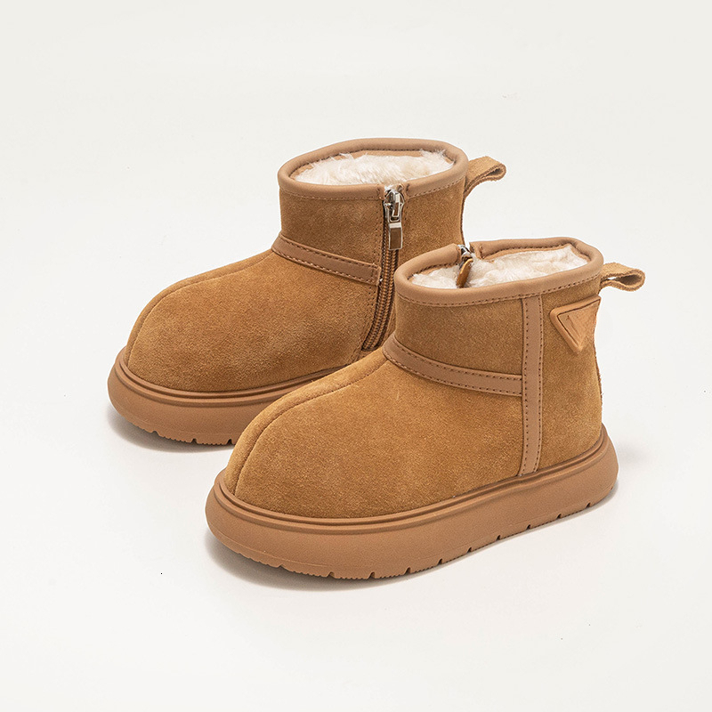 Designer Fashion Girl Snow Boots Winter Children's Warm Boys Wool Lined Thick Cotton Boots Big Toe Cotton Shoes
