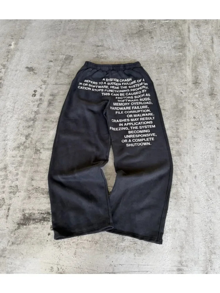 2025 High Street Trendy Harajuku Streetwear Trousers Women American Retro Letter Printing Sweatpants Men Hip Hop Casual Jogger 251024
