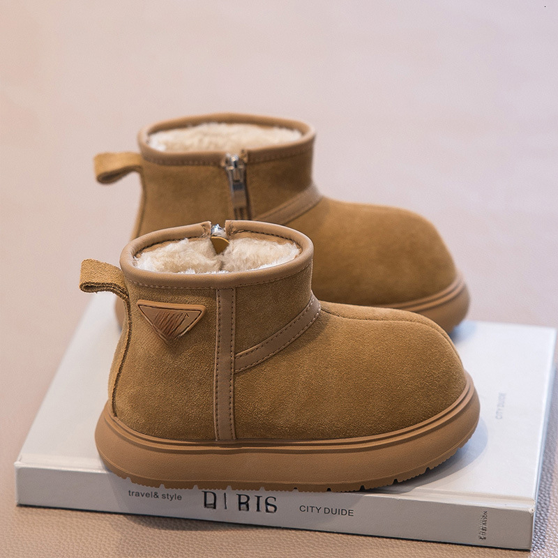 Designer Fashion Girl Snow Boots Winter Children's Warm Boys Wool Lined Thick Cotton Boots Big Toe Cotton Shoes