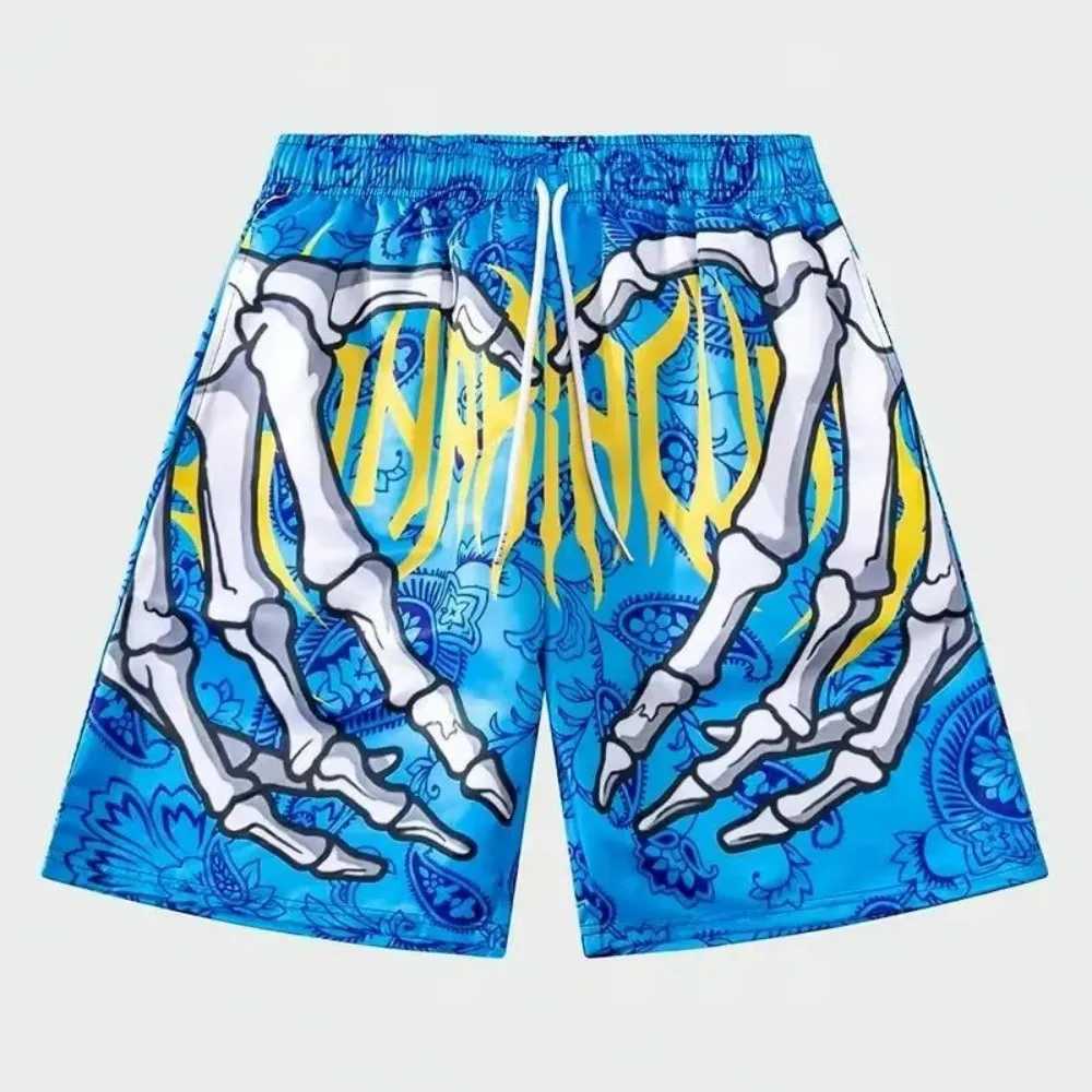 Mens summer skeleton hand element printed quick drying breathable shorts suitable for outdoor casual wearXJ251025