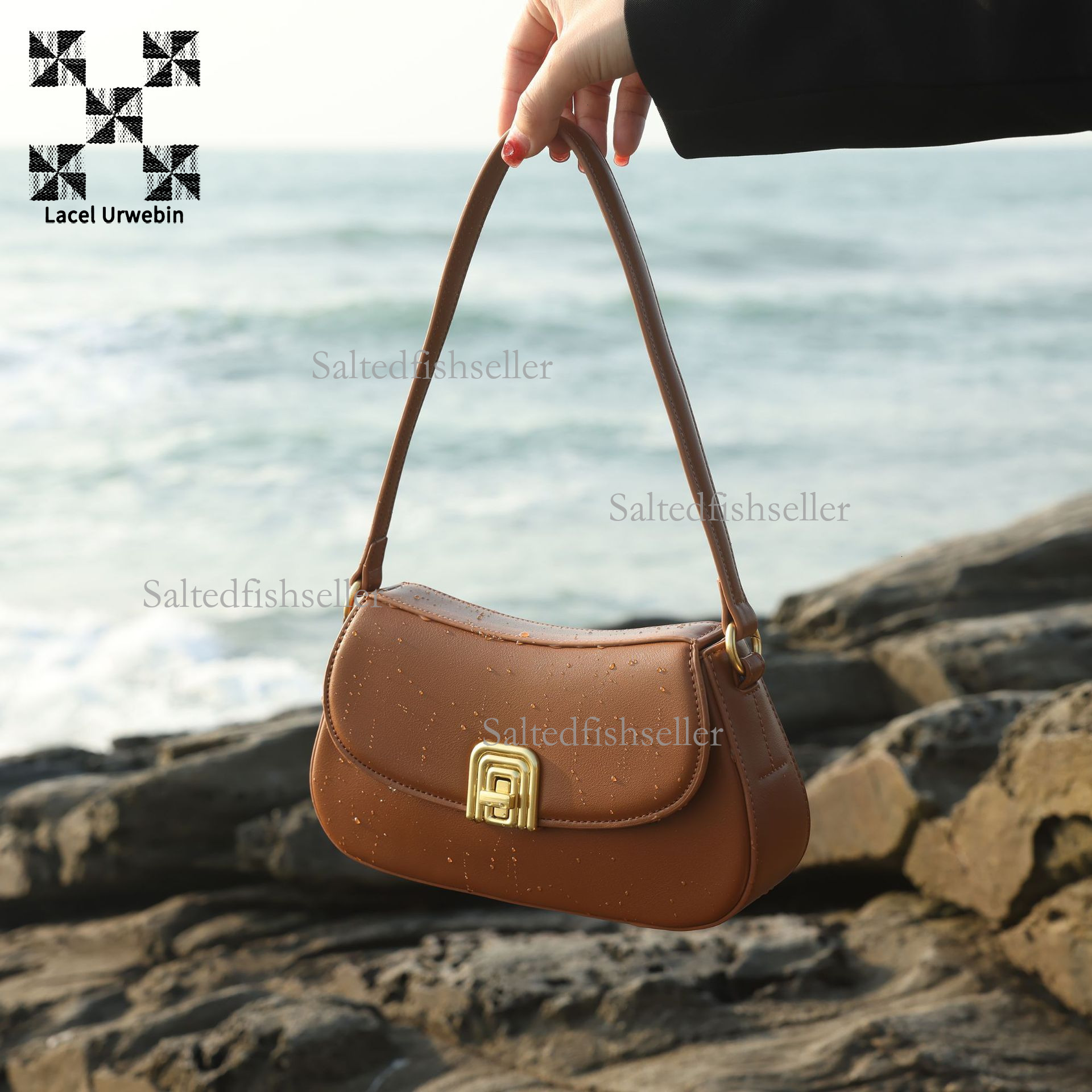 Lacel Urwebin Designer New Women's Saddle Bag Korean Fashion Handbag Commuter Simple Solid Color Single Shoulder Crossbody Bag PU Three Dimension