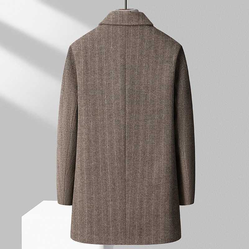 Winter Men Wool Blend Overcoat Quiet Luxury Woolen Coat Classic Stripes Black Grey Camel Outwear Old Money Outfits EffortlesslyT251025