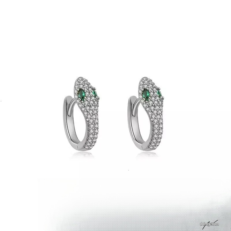 S Sterling Sier Serpentine Earrings For Women - Fashion Micro Zircon Inlaid Bright Hip Hop Style Ddmymon