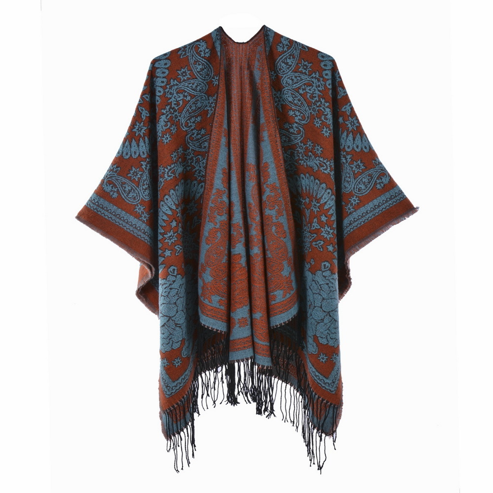 Autumn Winter Scarf Womens Ethnic Style Shawl Scarf Split Cape Travel Outerwear Warm Cape