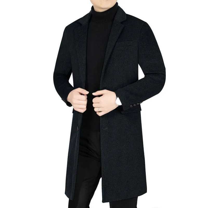 New Winter Men Fleece Woollen Overcoats Business Casual Cashmere Trench Coats Long Jackets Quality Male Winter Coats Wool BlendsT251025