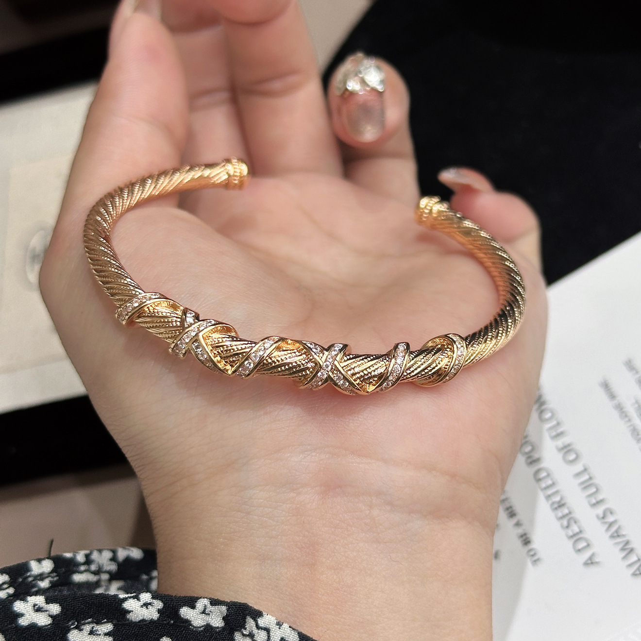 TaiYang New Gold Plated Copper Eternal Flow Braided Bracelet,Twisted Copper Bangle Adjustable for Women