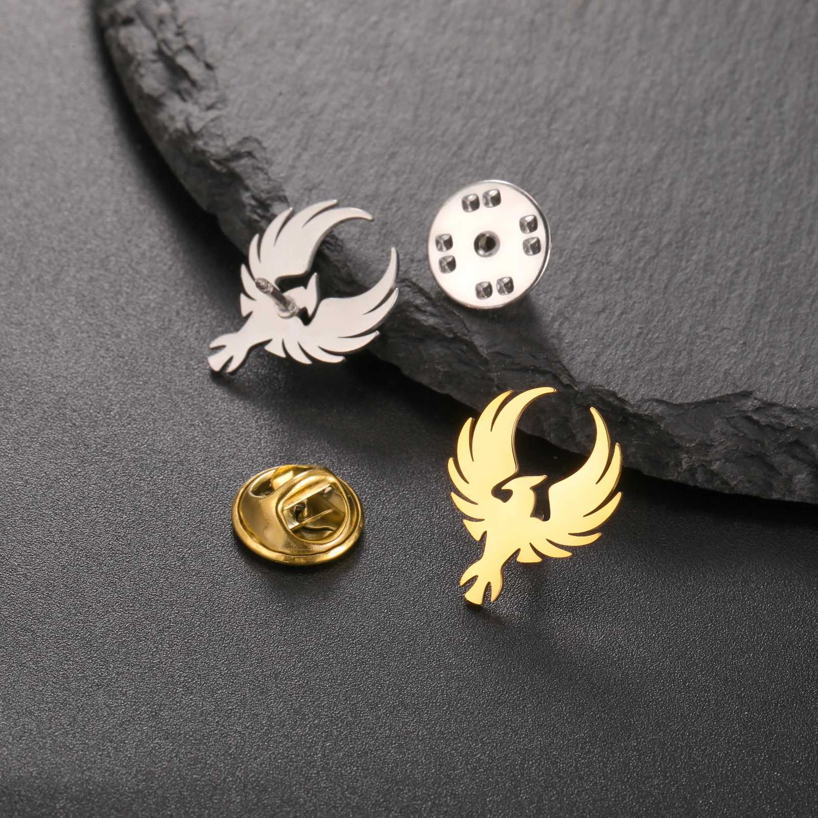 Cazador Gold Color Phoenix Brooch Pin Stainless Steel Animal Suit Collar Badges for Men Women Totem Jewelry 2025 New J251115