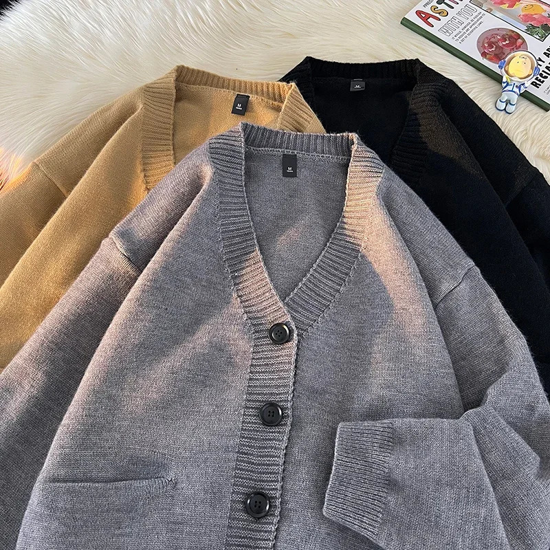 Autumn Winter Korean Fashion Trend Versatile Casual Cardigan Vneck Sweater Mens Jacquard Comfortable Breathable Jacket 251020