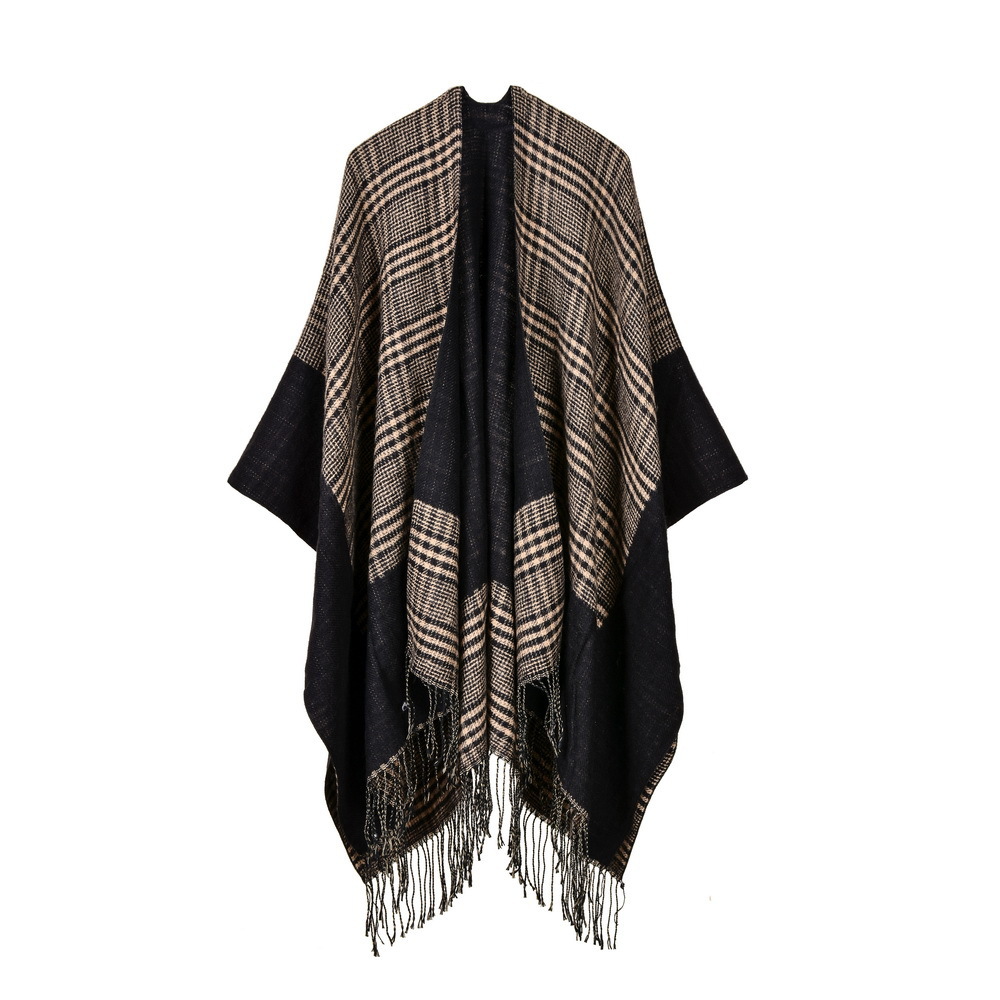 New Jacquard Border Small Square Warm Shawl Autumn Winter Scarf Extended Thickened Cape