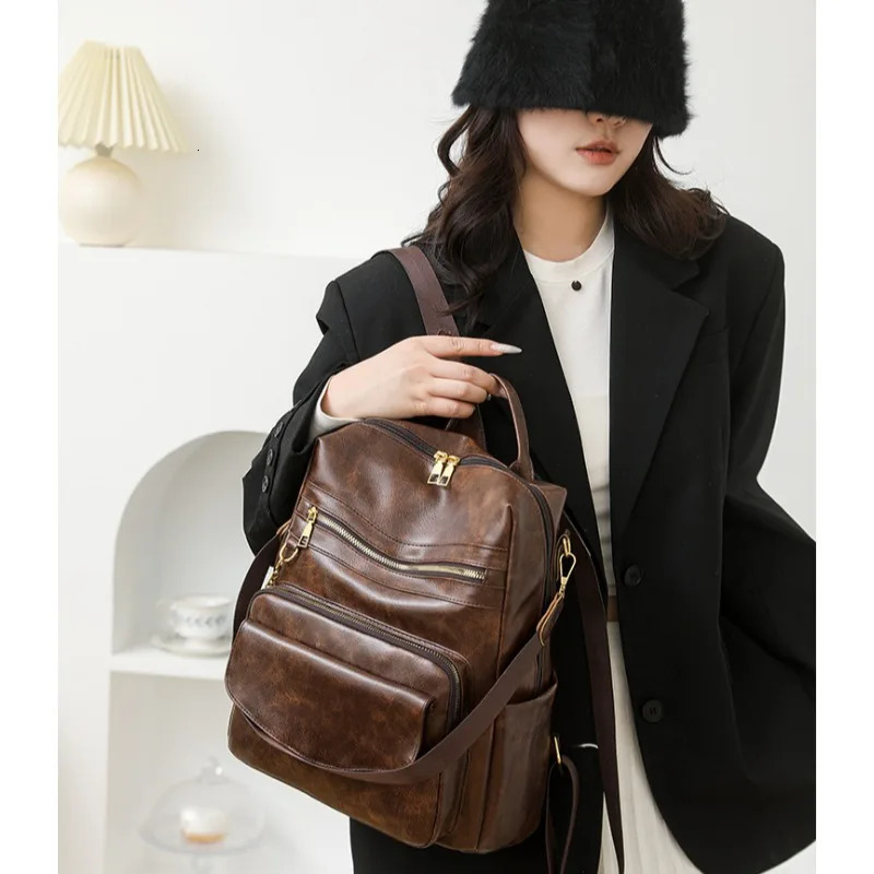 Backpack Purse for Women Large LadiesFashion Tassel Pu Leather Travel Ladies Shoulder Bags Waterproof 251018