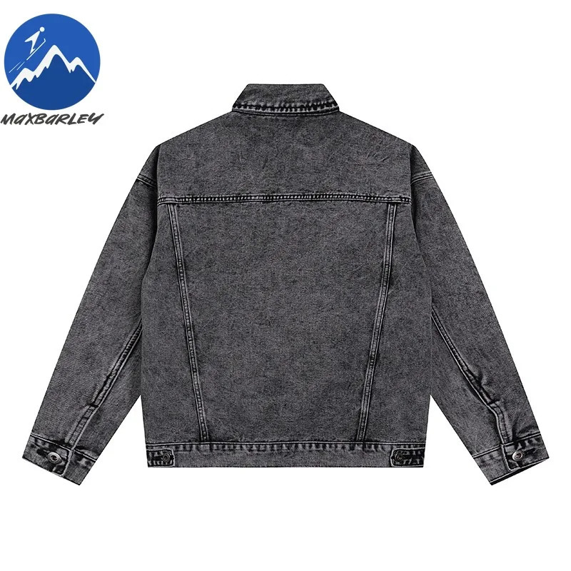 Maxbarley Mens Cotton Denim Jacket Autumn Premium Y2k Harajuku Fashion Washed Jeans Coat Men Casual Workwear Black Jackets 251017