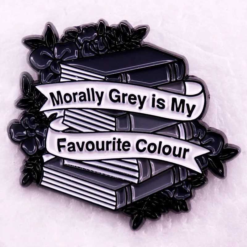 Morally Gray Is My Favorite Colour Enamel Pin Book And Flower brooch Dark Romance badge Jewelry J251115