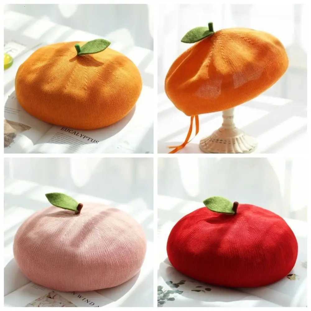 Fashion Peach Girl Painter Hat Breathable Orange Beret Fruit Cs Fresh Cute Casual Beanie Beret C Wen Girls Y251025