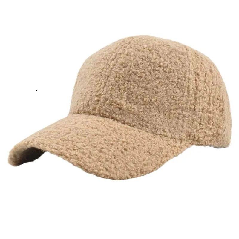 Winter Hat Womens Solid Color Lamb Fleece Baseball Hat Mens Outdoor Thick Warm Duck Tongue Hat Windproof Hat 251023