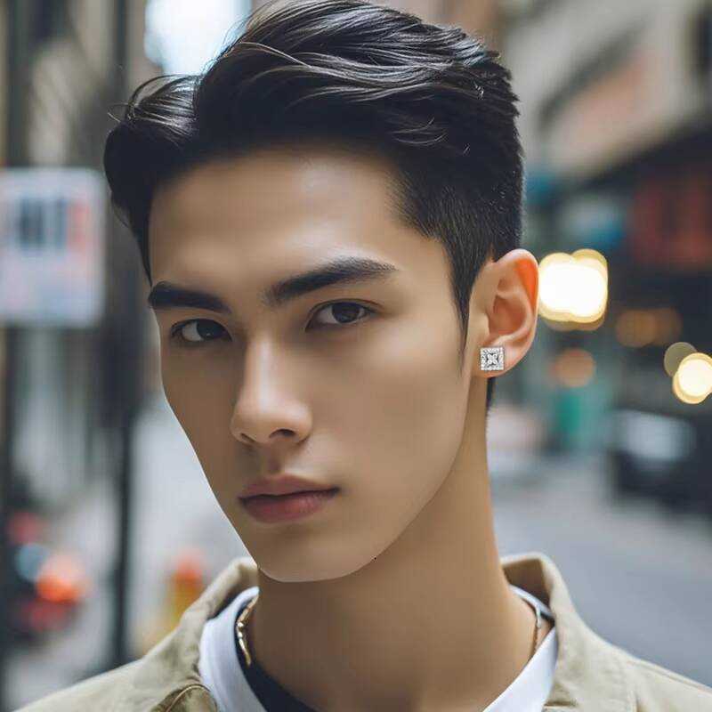 S925 Silver Moissanite Stud Earrings Simple Square Studs Hip Hop Ear Jewelry with Stock