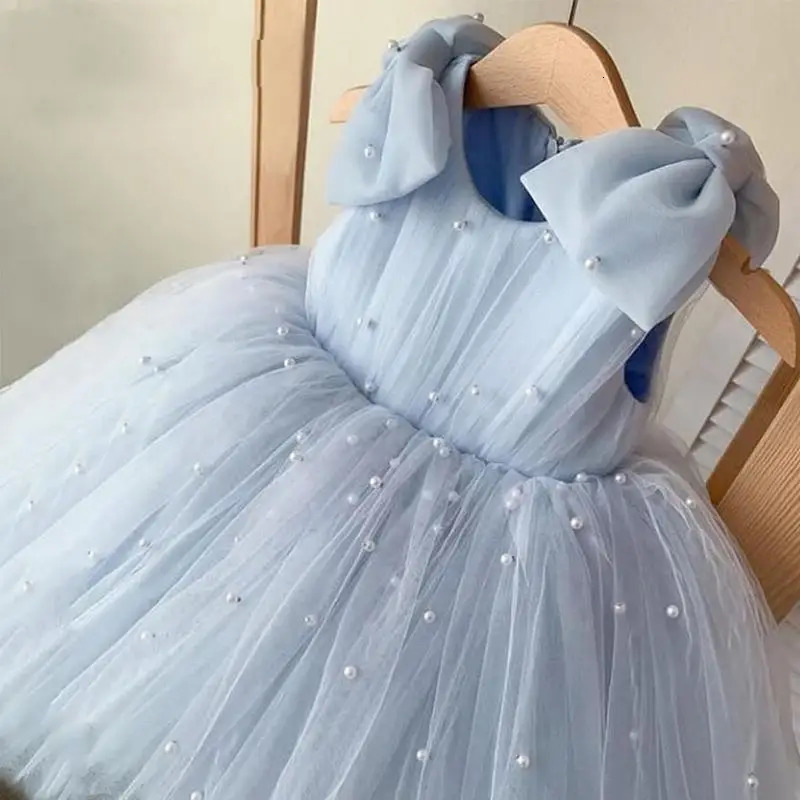 Gorgeous Formal Kids Dress Girls Sleeveless Pearl Cake Tutu Dress Children Birthday Party Clothes 251023