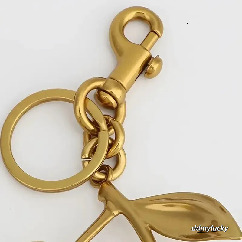 Golden Cherry Keychain For Women And Men, Fashionable Glitter Keyring Fruit Pendant Bag Accessory Ddmylucky